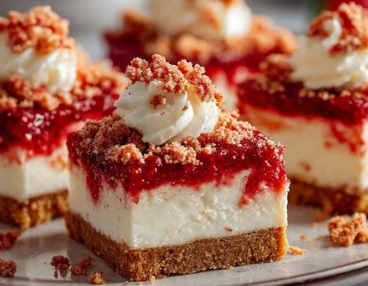 Strawberry Crunch Cheesecake Bars
