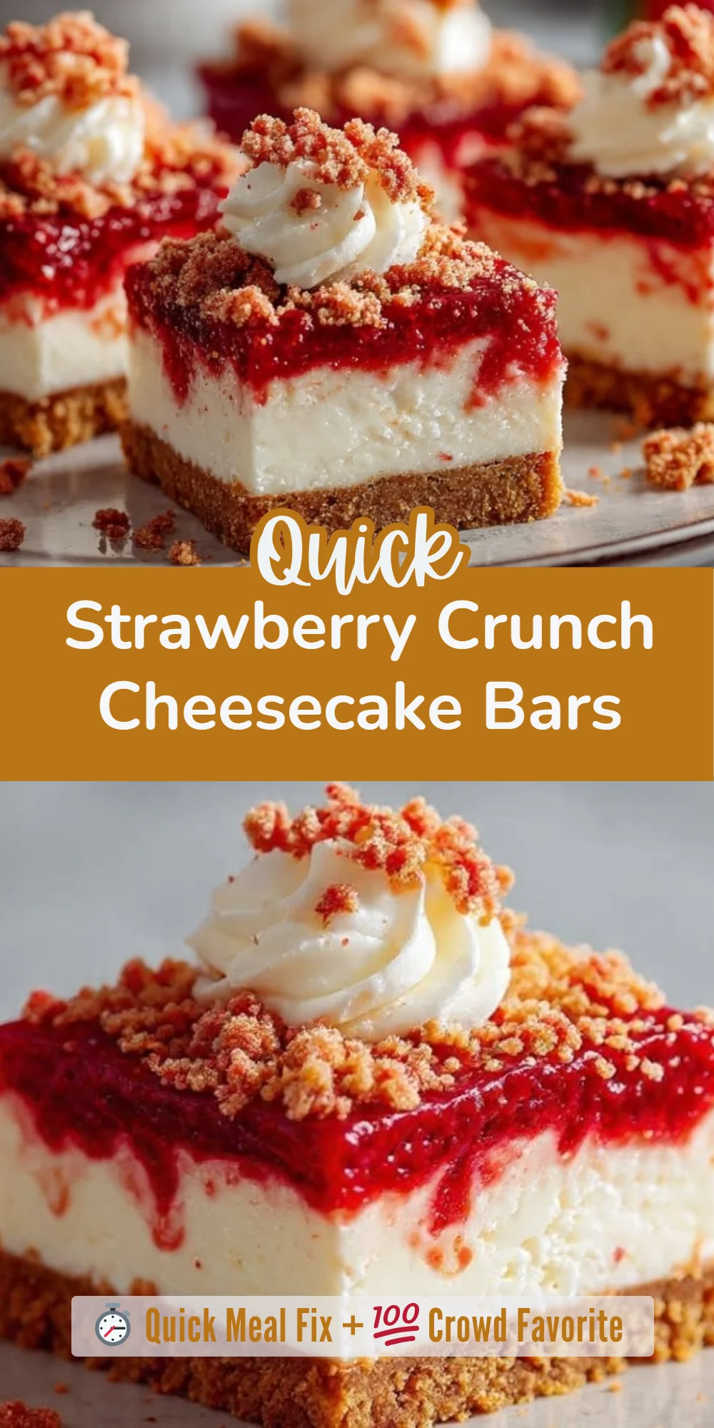 Strawberry Crunch Cheesecake Bars