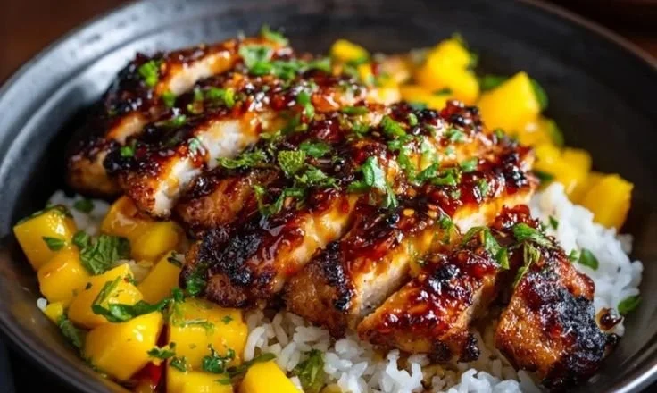 Sweet & Savory Asian Mango Glazed Chicken Twists