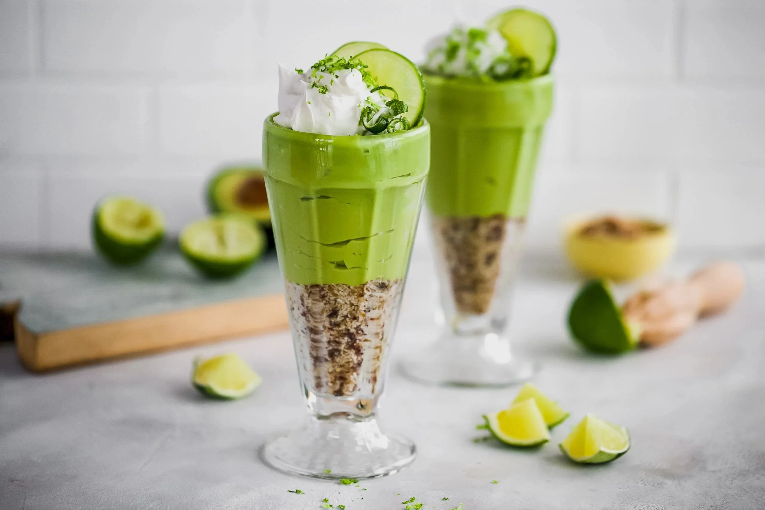 Avocado key lime pie in a jar, paleo and vegan dessert