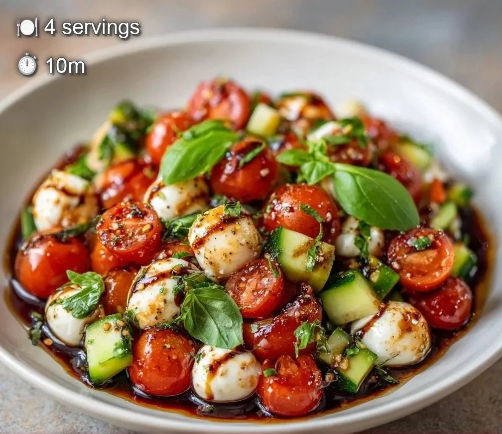 Basil Cherry Tomato Salad with vibrant cherry tomatoes and fresh basil leaves