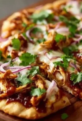 Delicious BBQ Chicken Flatbread topped with cheese and fresh herbs