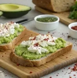 Slice of avocado cottage cheese bread fresh out of the oven