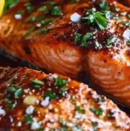 Delicious honey-glazed salmon fillet with herbs and spices