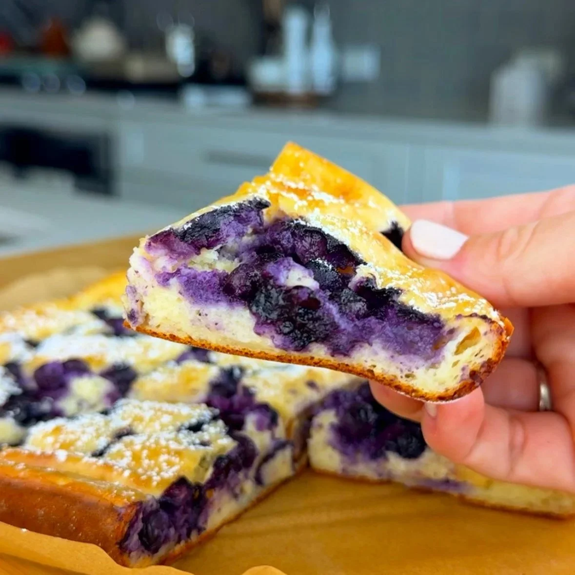 Delicious Blender Blueberry Cottage Cheesecake topped with fresh blueberries