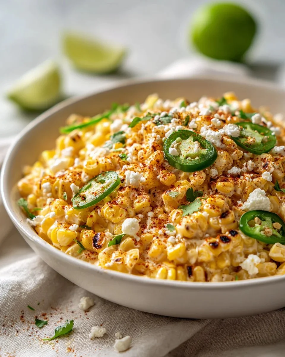 Delicious Corn Salad with Elote served in a colorful bowl