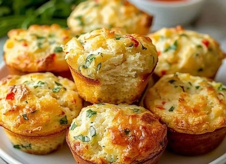Delicious cottage cheese breakfast muffins recipe served on a plate.