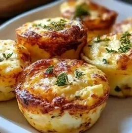Delicious creamy cottage cheese egg bites garnished with herbs