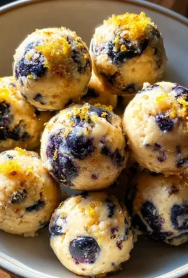 Delicious lemon blueberry cottage cheese protein bites on a plate