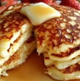 Fluffy flourless cottage cheese pancakes served on a plate