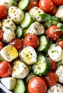 Fresh Cucumber Caprese Salad with mozzarella, basil, and ripe tomatoes