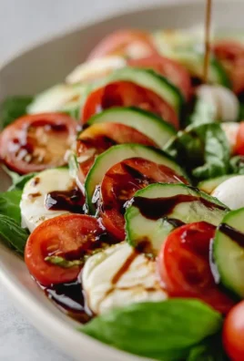 Fresh Cucumber Caprese Salad with basil and mozzarella