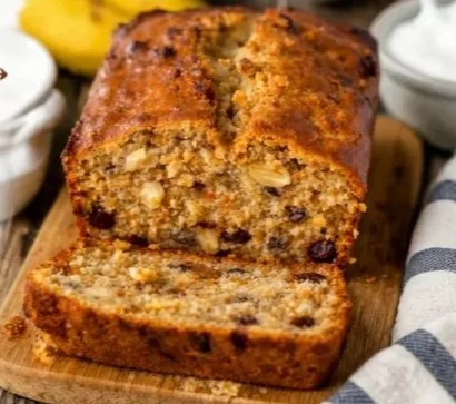 Healthy banana bread with Greek yogurt for a nutritious snack or breakfast option