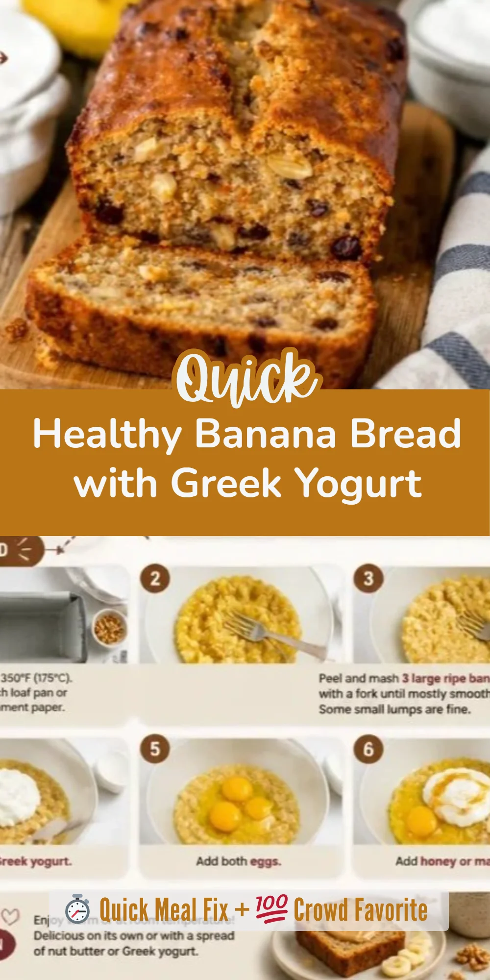 Healthy Banana Bread with Greek Yogurt