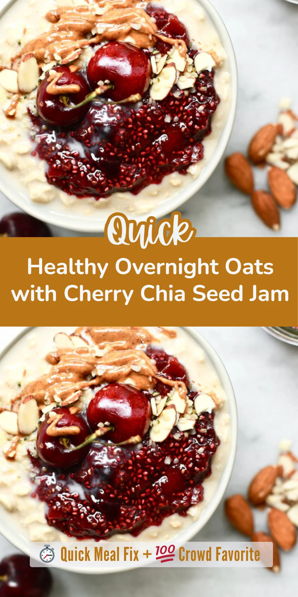 Healthy Overnight Oats with Cherry Chia Seed Jam