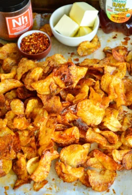 Deliciously crispy hot honey butter potato chips in a bowl