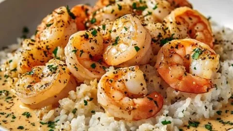 Irresistible Creamy Garlic Shrimp and Rice Skillet Delight