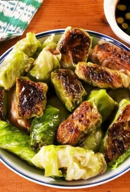 Low-carb cabbage dumplings served on a plate with dipping sauce