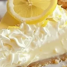 No-Bake Cream Cheese Lemonade Pie topped with lemon slices and whipped cream
