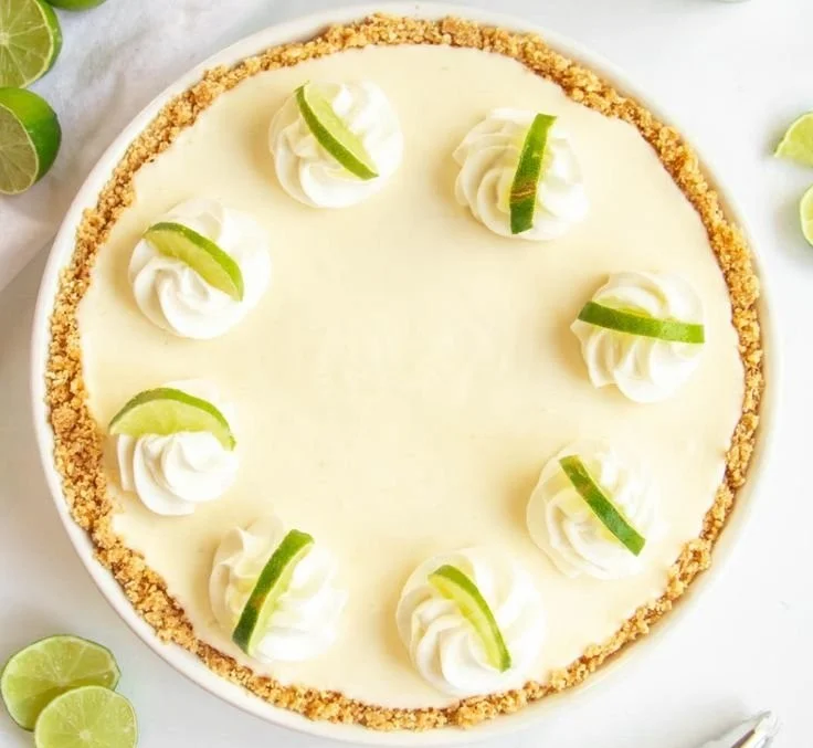 Delicious no-bake key lime pie served with whipped cream