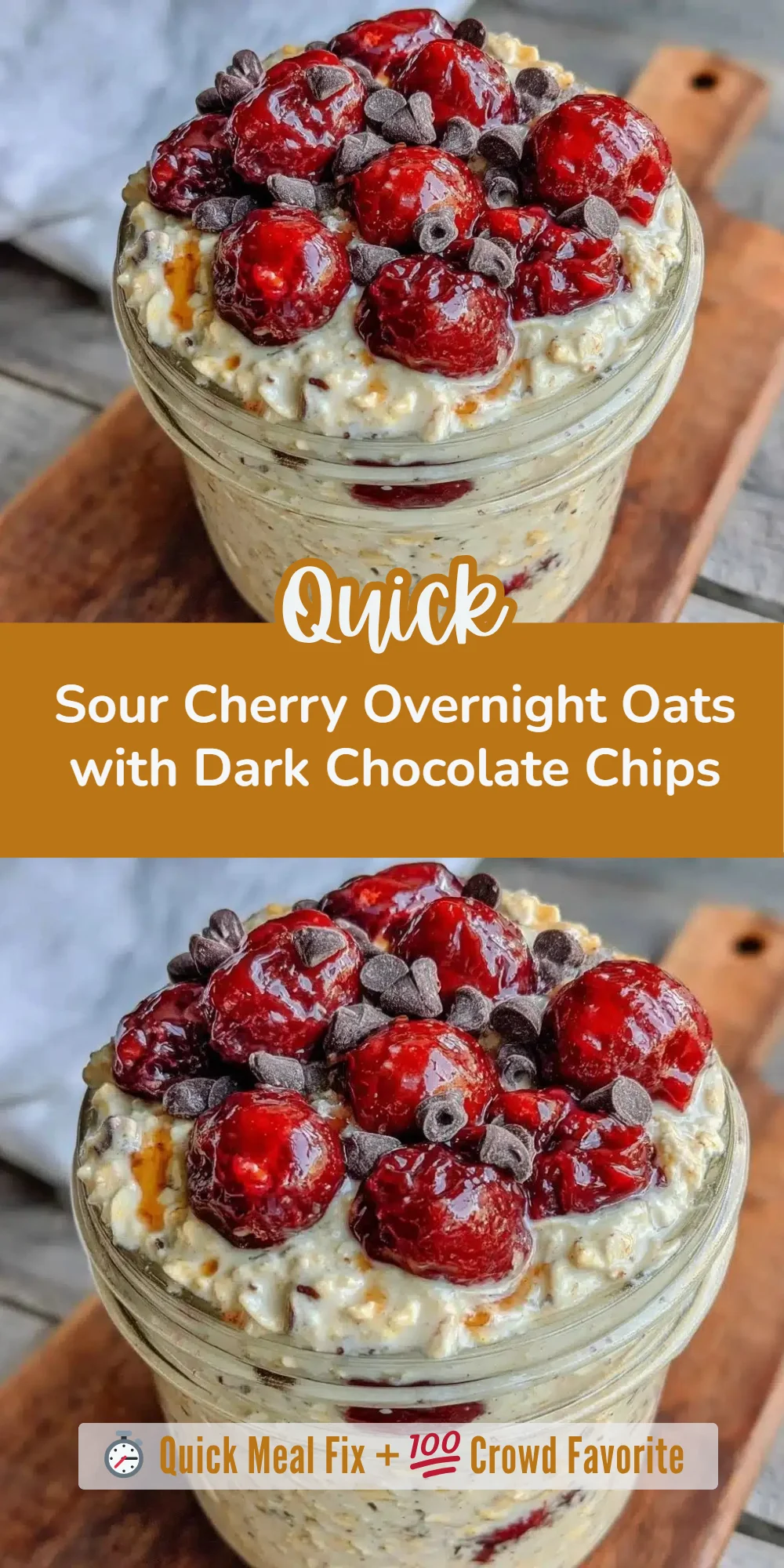 Sour Cherry Overnight Oats with Dark Chocolate Chips