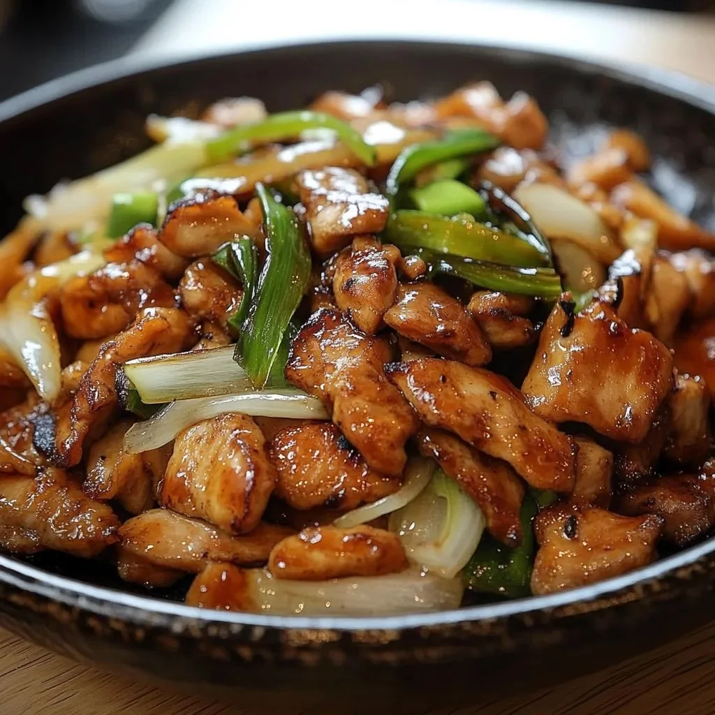 Delicious stir-fried teriyaki chicken served with vegetables and rice.