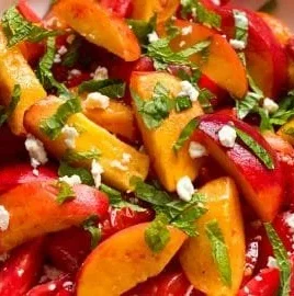 Delicious Summer Tomato Peach Salad with fresh ingredients and vibrant colors