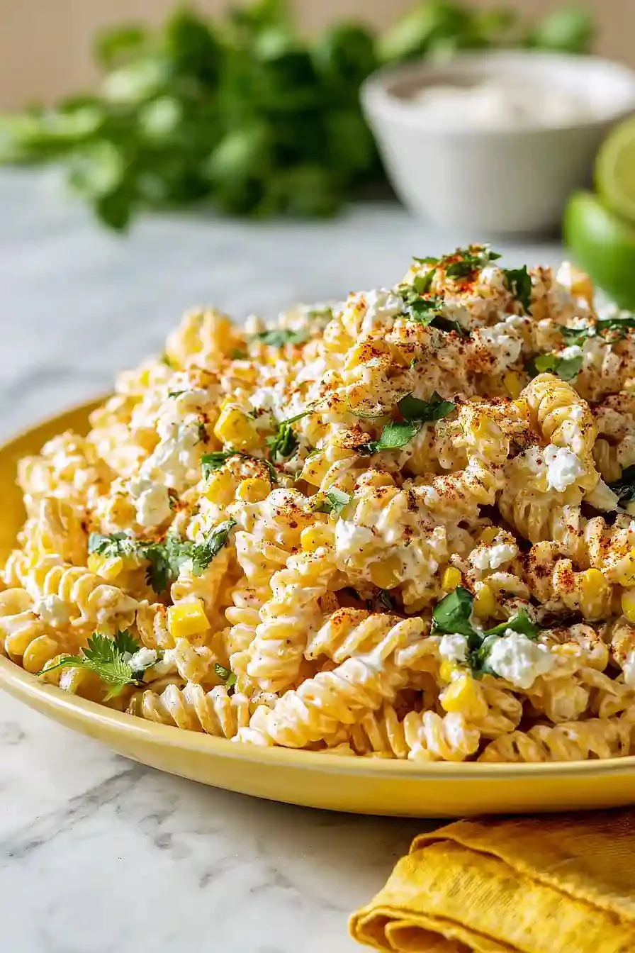 Tasty Elote Pasta Salad with Greek Yogurt - Moana's Kitchen