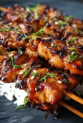 Delicious teriyaki chicken skewers ready to be grilled or served