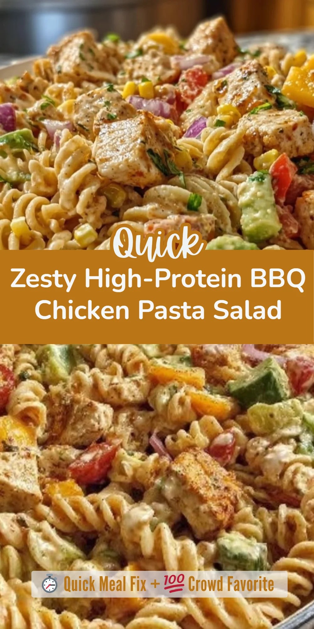 Zesty High-Protein BBQ Chicken Pasta Salad