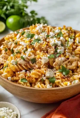 Zesty Mexican Street Corn Chicken Pasta Salad with fresh ingredients