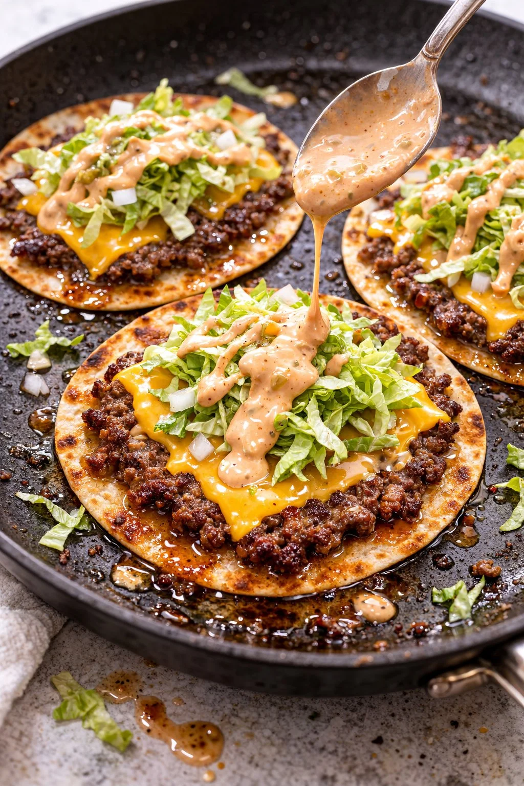 Big Mac Tacos - Crispy Smash Burger Tacos filled with flavorful ingredients