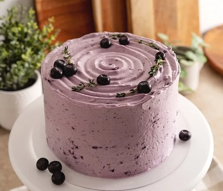 Delicious Blueberry Chiffon Cake with fresh blueberries and whipped cream