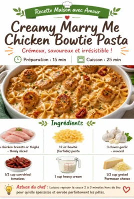 Creamy Marry Me Chicken Bowtie Pasta garnished with fresh herbs