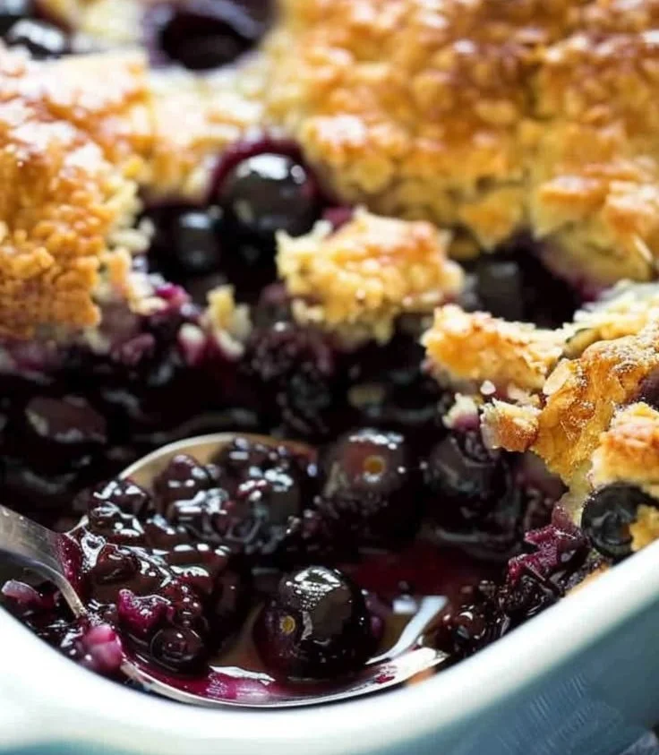 Delicious homemade blueberry cobbler fresh out of the oven