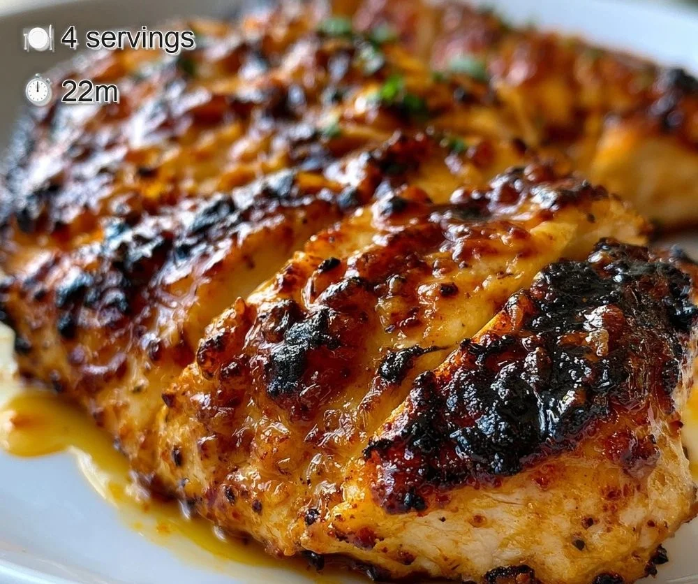 Juicy grilled chicken recipe served on a plate with herbs and spices