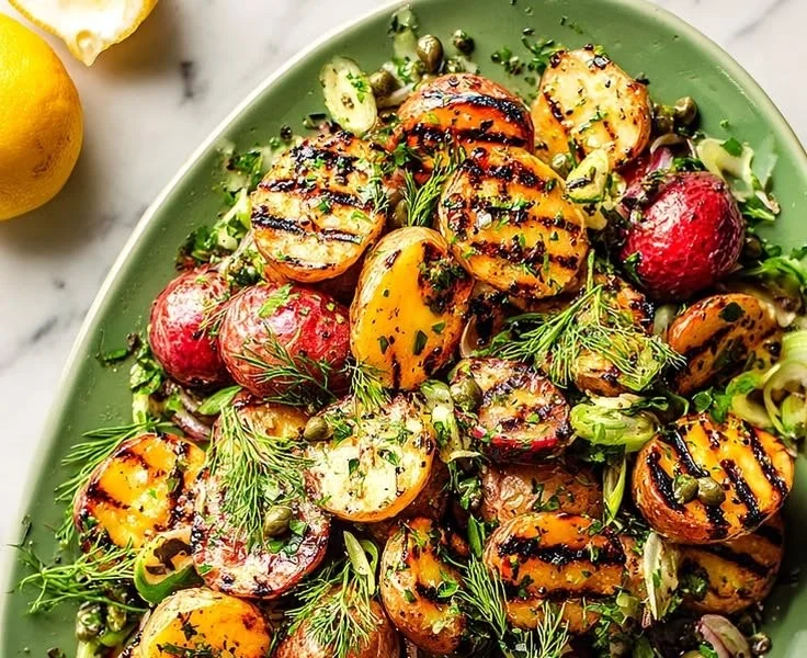 Herb Grilled Potato Salad with fresh herbs and grilled potatoes
