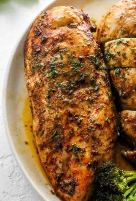 Juicy air fryer boneless chicken breast served on a plate