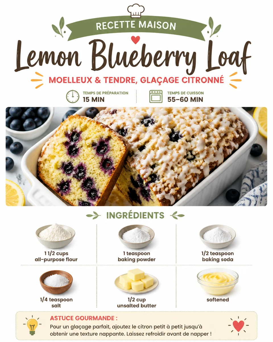 Delicious Lemon Blueberry Loaf with fresh blueberries and lemon zest