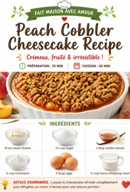 Slice of peach cobbler cheesecake with fresh peaches on top