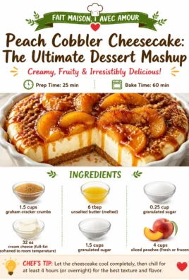 Slice of Peach Cobbler Cheesecake topped with fresh peaches and creamy filling