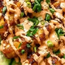 Delicious Bang Bang Chicken bowl with vibrant veggies and rich sauce