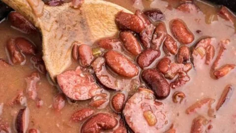 Slow Cooker Cajun Red Beans and Rice dish served in a bowl